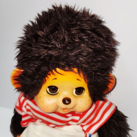 Vintage 70s TOHO Monchhichi Japan Daisuke 18” Plush Doll w Sleepy Eyes & Clothes - Picture 5 of 8